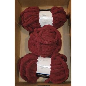 Mainstays Chunky Chenille Yarn, Burgundy Super Bulky 31.7yd 3 Pack